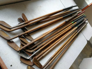 Lot of old iron golf clubs
