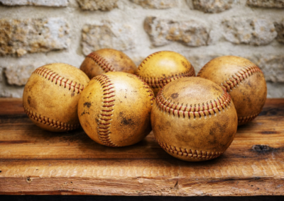 balles de baseball usa cuir vintage patiné décoration baseball