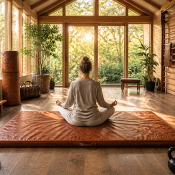 Tapis de yoga en cuir de buffle pour méditation et relaxation