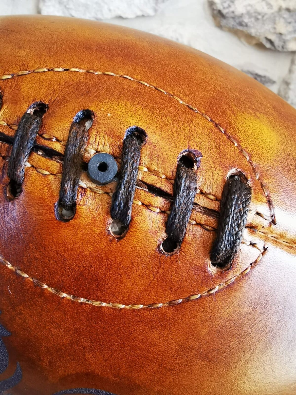 Ballon De Rugby En Cuir Véritable – Sensation PU Rétro, Taille 9, Poids 371 G – Pour Match Et Entraînement