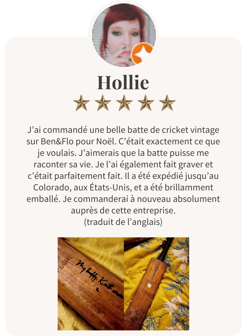 Batte de cricket vintage gravée pour Noël