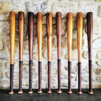 Battes de baseball en bois massif avec grip en cuir patiné